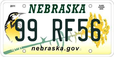 NE license plate 99RF56