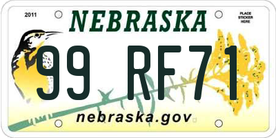NE license plate 99RF71