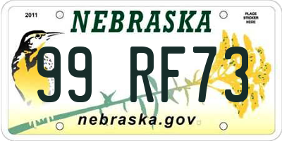 NE license plate 99RF73