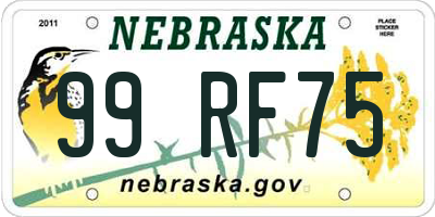 NE license plate 99RF75