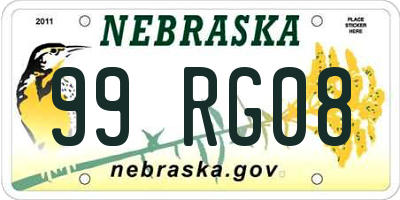 NE license plate 99RG08