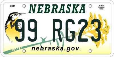 NE license plate 99RG23