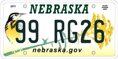 NE license plate 99RG26