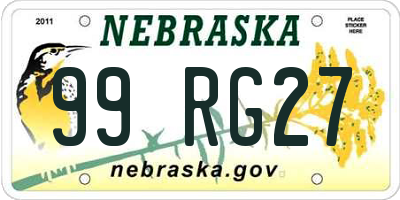 NE license plate 99RG27