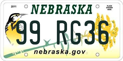 NE license plate 99RG36