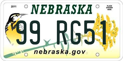 NE license plate 99RG51