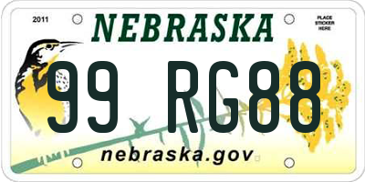 NE license plate 99RG88