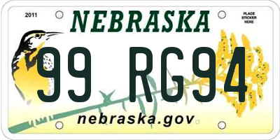 NE license plate 99RG94