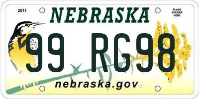 NE license plate 99RG98