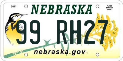 NE license plate 99RH27