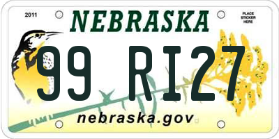 NE license plate 99RI27