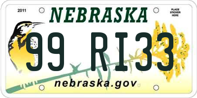 NE license plate 99RI33