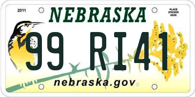 NE license plate 99RI41