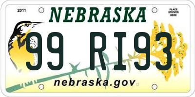 NE license plate 99RI93