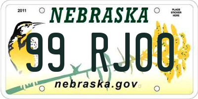 NE license plate 99RJ00