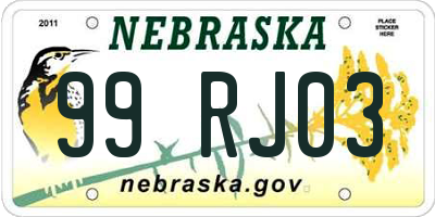 NE license plate 99RJ03