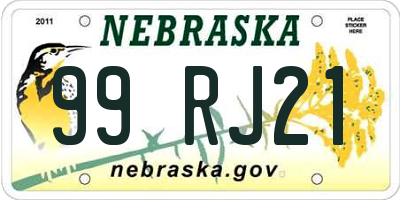 NE license plate 99RJ21