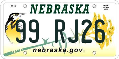 NE license plate 99RJ26