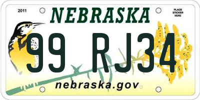 NE license plate 99RJ34