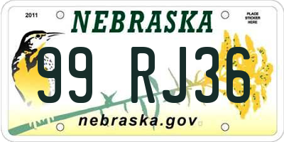 NE license plate 99RJ36