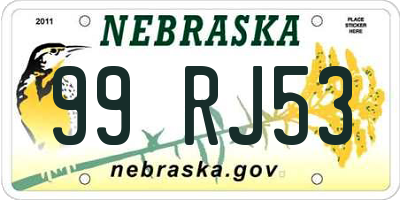 NE license plate 99RJ53