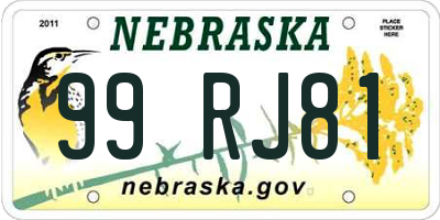 NE license plate 99RJ81