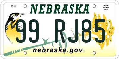 NE license plate 99RJ85