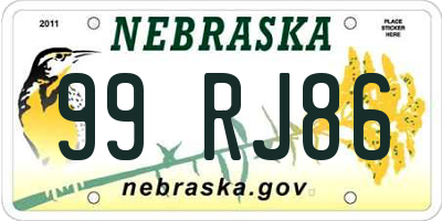 NE license plate 99RJ86