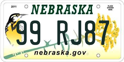 NE license plate 99RJ87