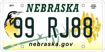 NE license plate 99RJ88