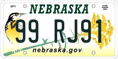 NE license plate 99RJ91