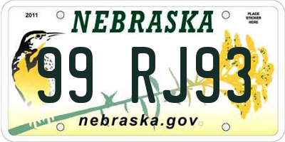 NE license plate 99RJ93