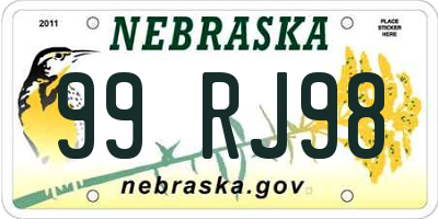 NE license plate 99RJ98