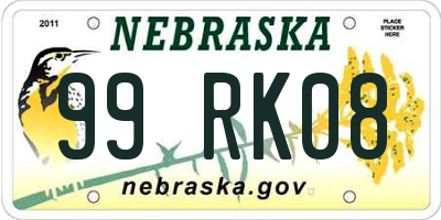 NE license plate 99RK08