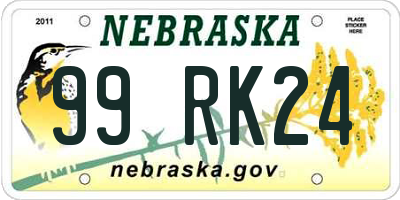 NE license plate 99RK24