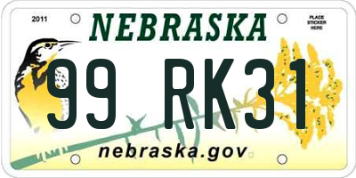 NE license plate 99RK31