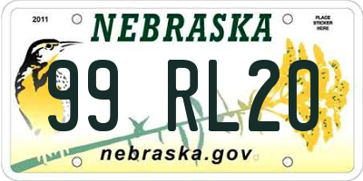 NE license plate 99RL20