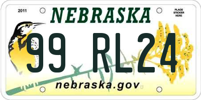 NE license plate 99RL24