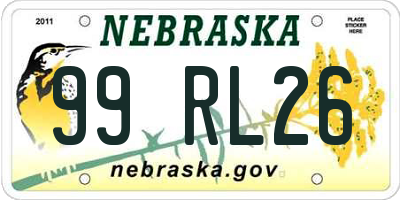 NE license plate 99RL26