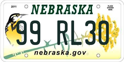 NE license plate 99RL30