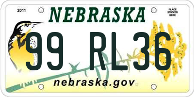 NE license plate 99RL36