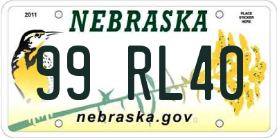 NE license plate 99RL40