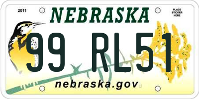 NE license plate 99RL51