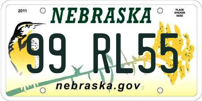 NE license plate 99RL55