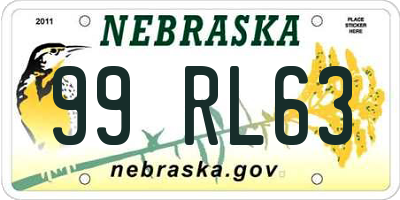 NE license plate 99RL63