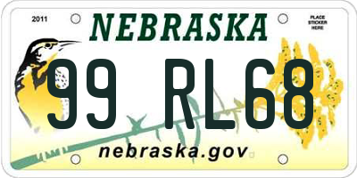 NE license plate 99RL68