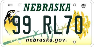 NE license plate 99RL70