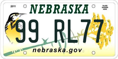 NE license plate 99RL77