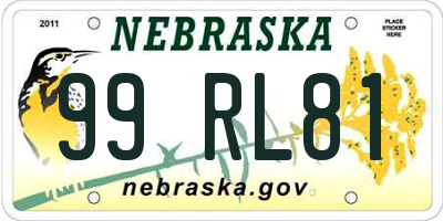 NE license plate 99RL81