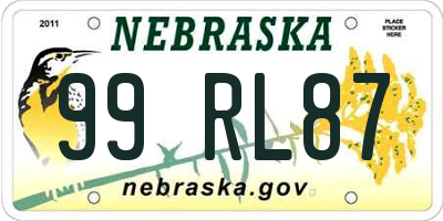 NE license plate 99RL87